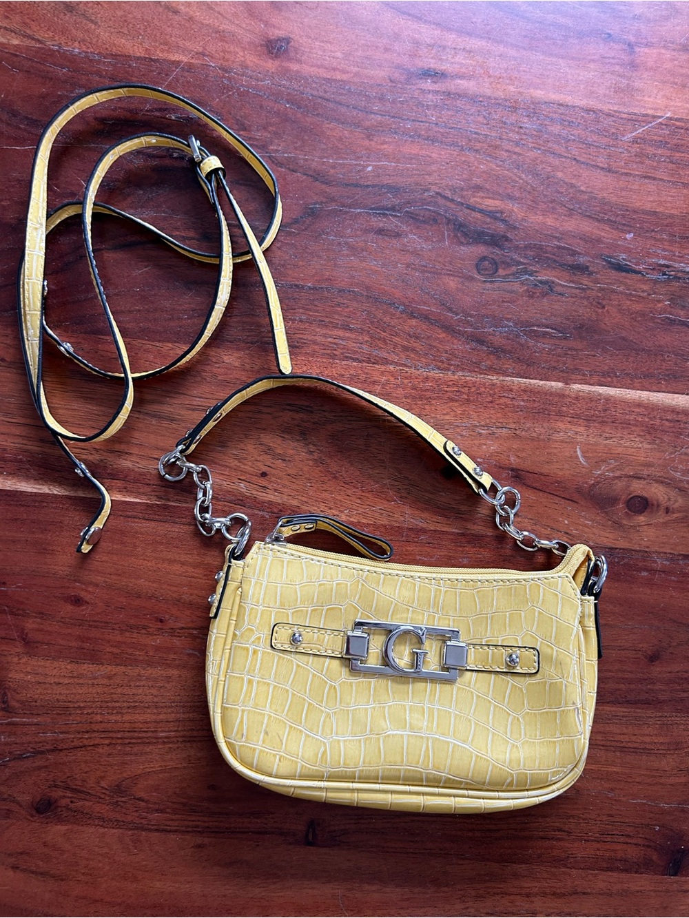 Guess yellow crocodile crossbody or handbag small purse Y2K